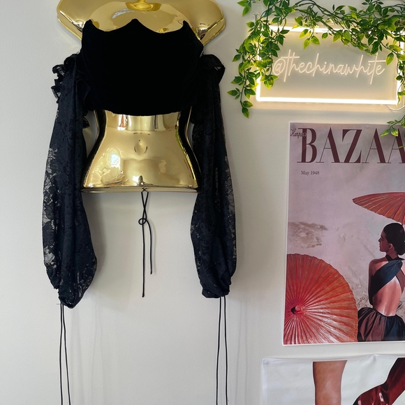 NWT For Love And Lemons Regina Velvet Corset (BLACK) - Picture 3 of 8